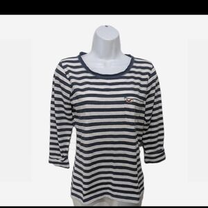 Hollister Striped Babydoll Top 3/4 Sleeve Tee S 90s Y2K Grunge Skater #11